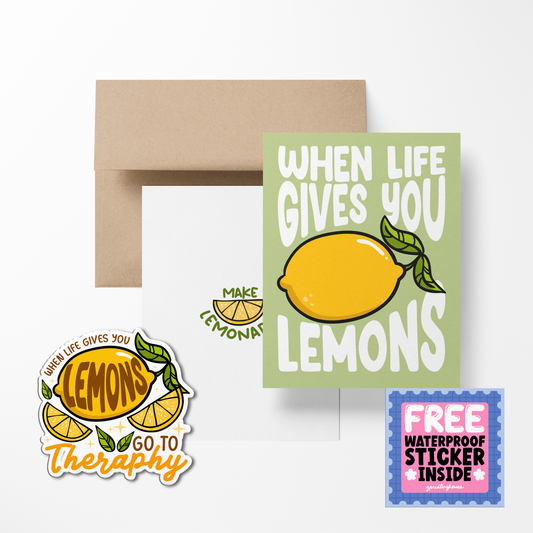 When Life Gives You Lemons Cute Greeting Card with Stickers