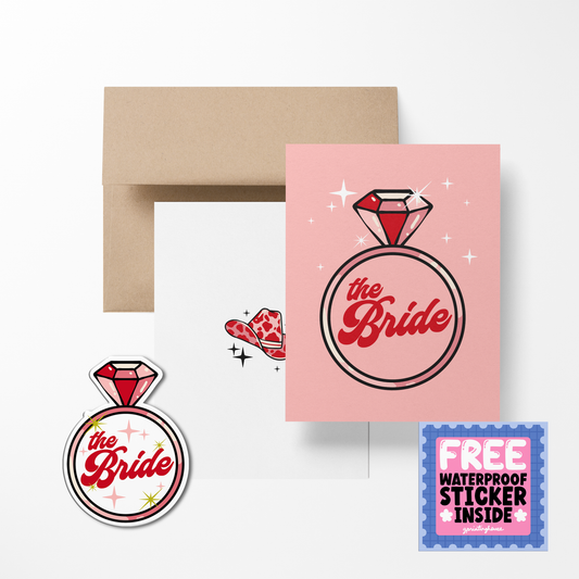 The Bride Cute Wedding Greeting Card with Stickers