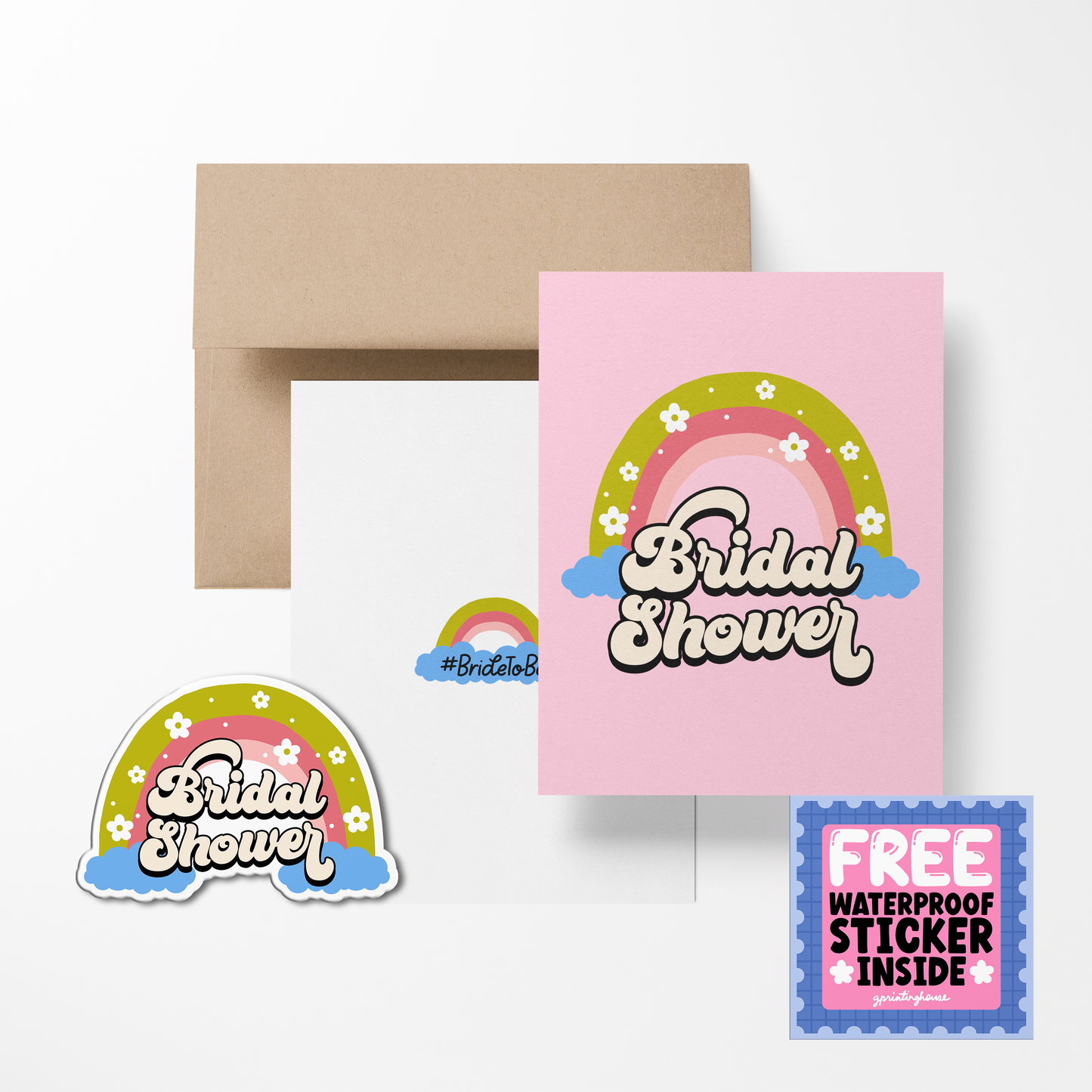 Bridal Shower Cute Wedding Greeting Card with Stickers