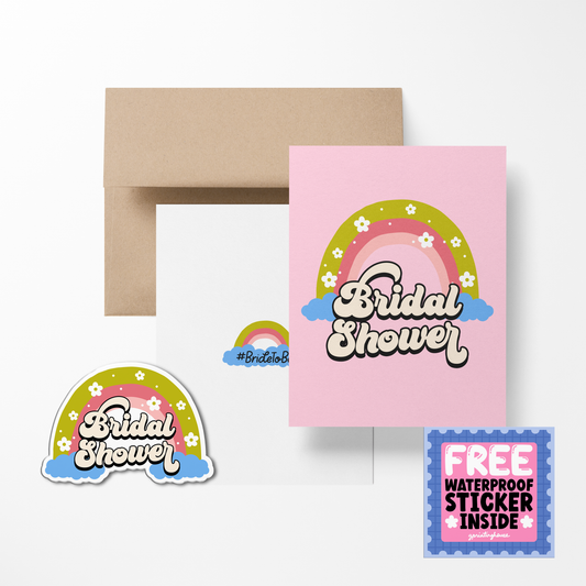 Bridal Shower Cute Wedding Greeting Card with Stickers
