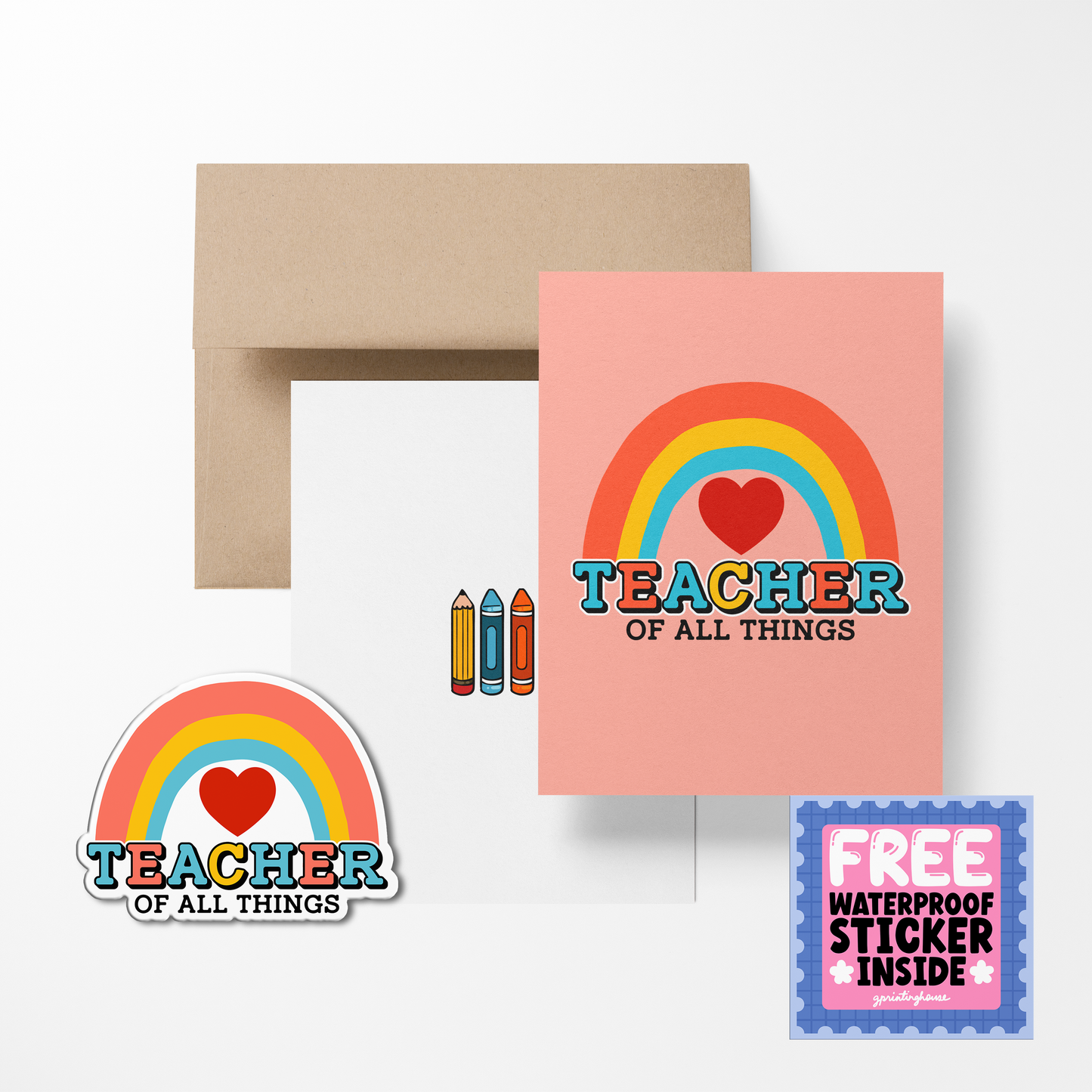 Teacher of All Things Cute Teacher Greeting Card with Stickers