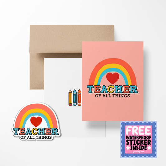 Teacher of All Things Cute Teacher Greeting Card with Stickers