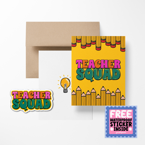 Teacher Squad Cute Teacher Greeting Card with Stickers