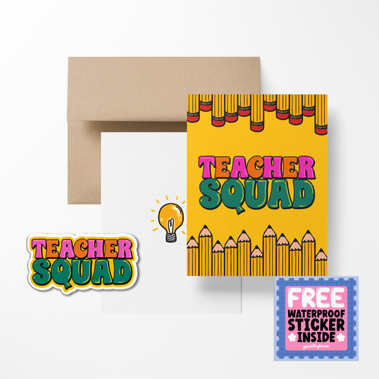 Teacher Squad Cute Teacher Greeting Card with Stickers