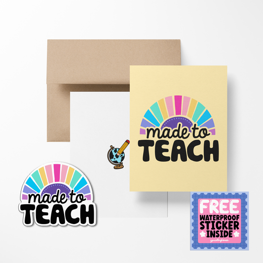 Made to Teach Cute Teacher Greeting Card with Stickers