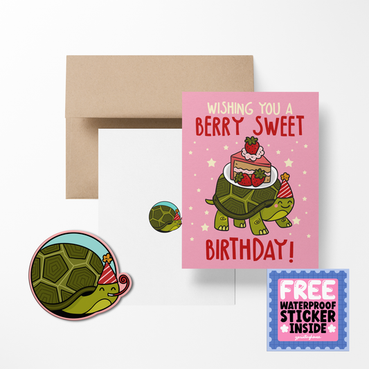 Wishing you a Berry Sweet Birthday Cute Birthday Greeting Card with Stickers