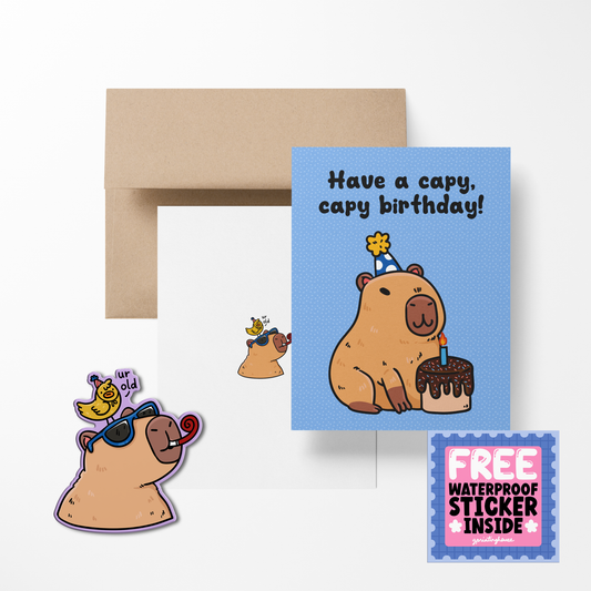 Wishing you a capy capy birthday Greeting Card with Stickers