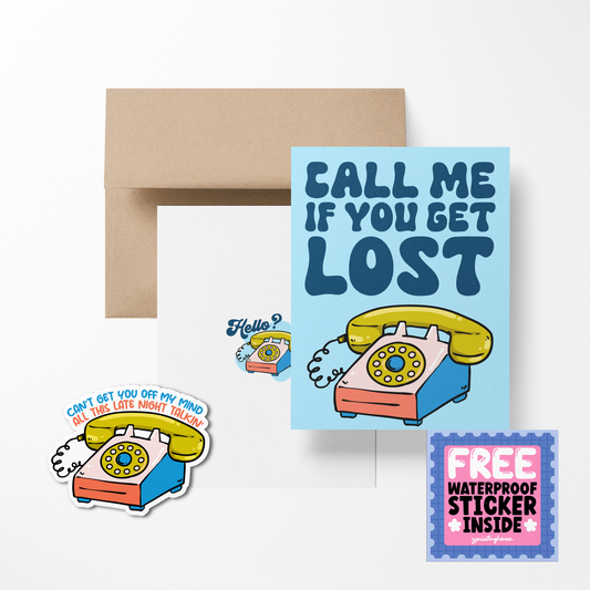 Call me if you get loser Cute Love Greeting Card with Stickers