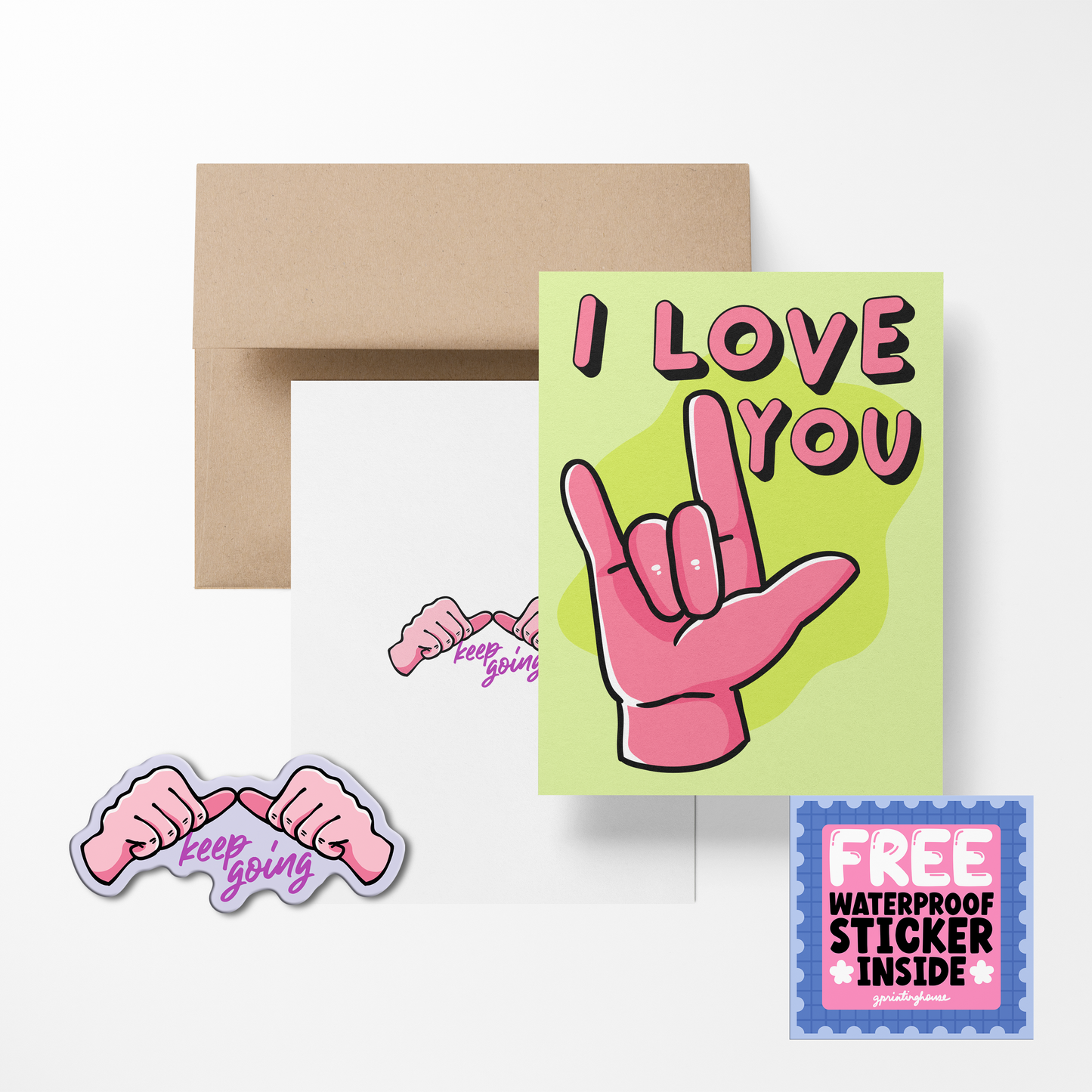 I Love You Cute Love Greeting Card with Stickers