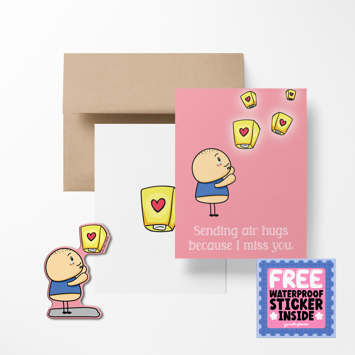 Sending air hugs because I miss you Potato Greeting Card with Stickers