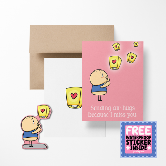 Sending air hugs because I miss you Potato Greeting Card with Stickers