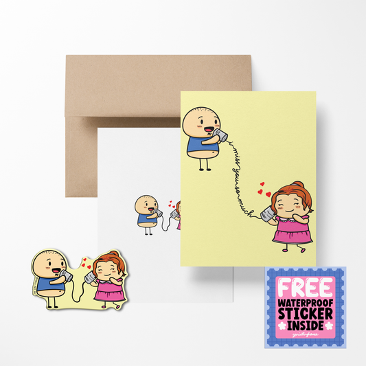 I miss you so much Potato Greeting Card with Stickers