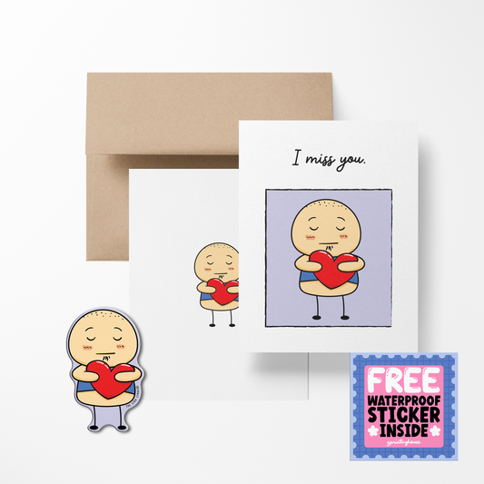 I miss you Potato Greeting Card with Stickers