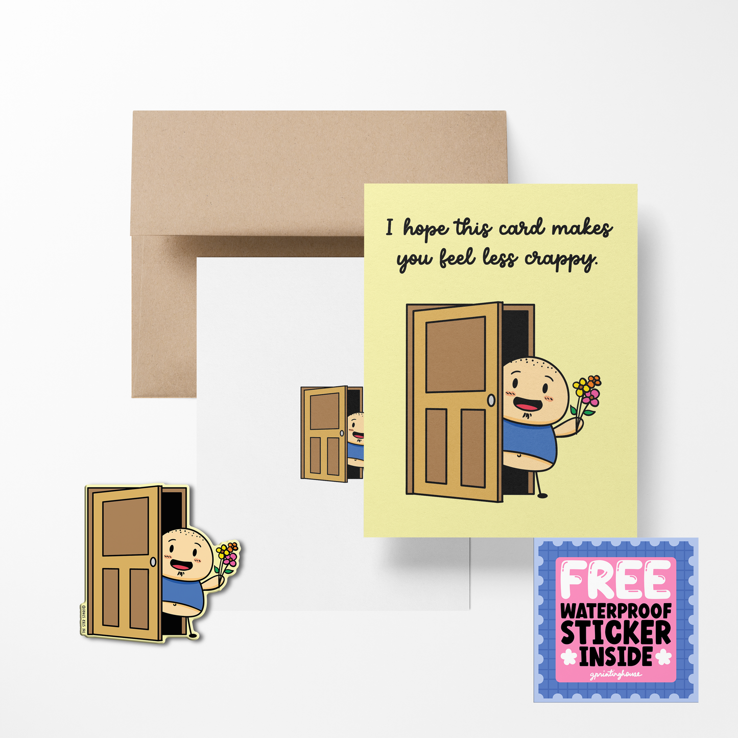 I hope this card makes you feel less crappy Potato Greeting Card with Stickers