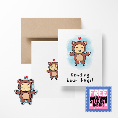 Sending bear hugs! Potato Greeting Card with Stickers
