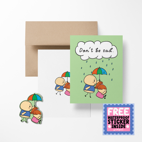 Don't be sad Potato Greeting Card with Stickers