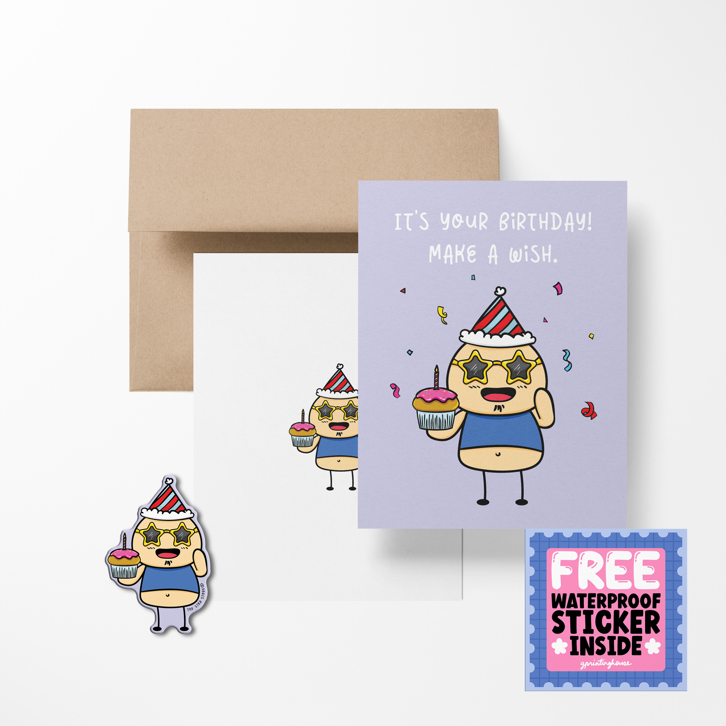 It's your birthday make a wish Potato Greeting Card with Stickers
