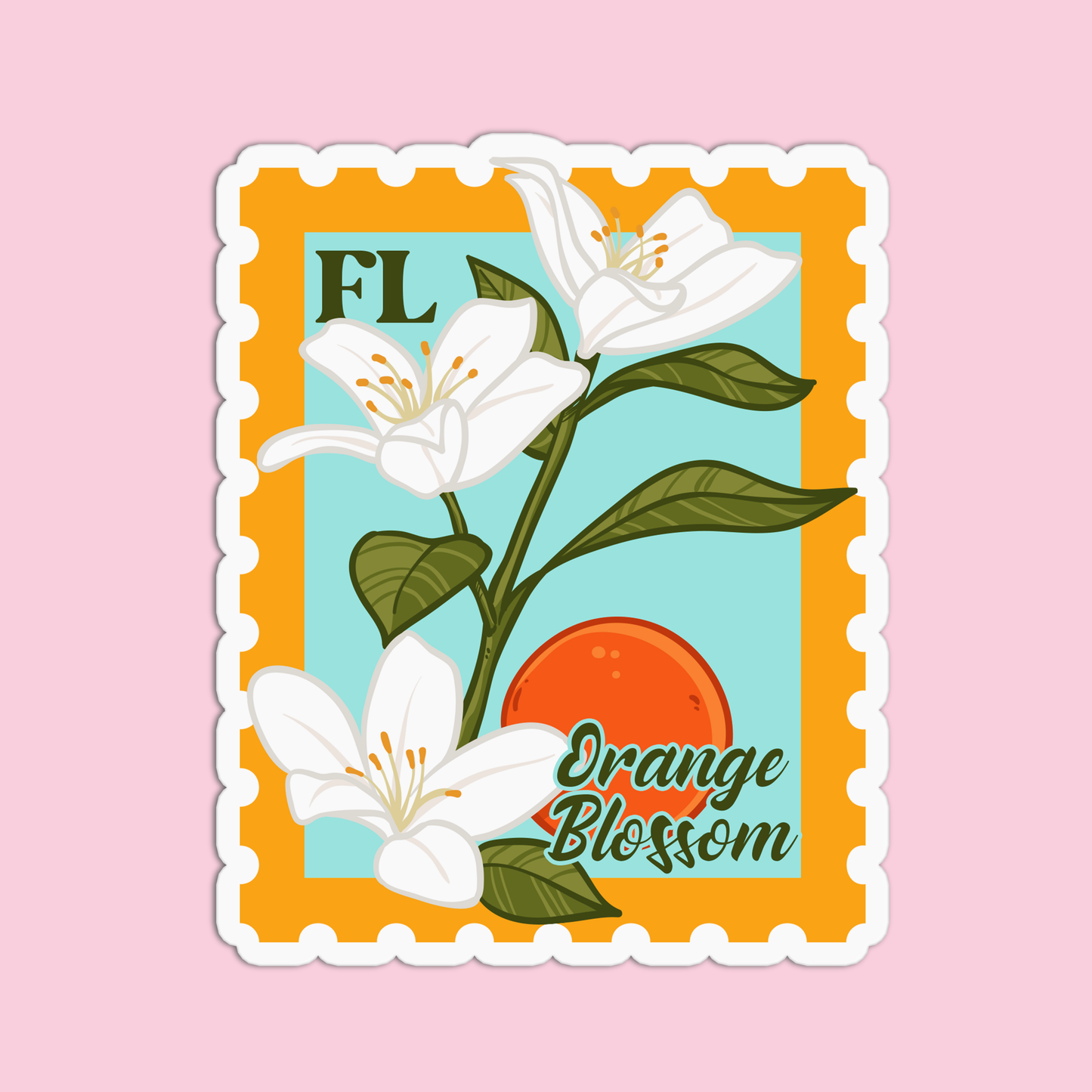 Florida Orange Blossom State Flower Stickers