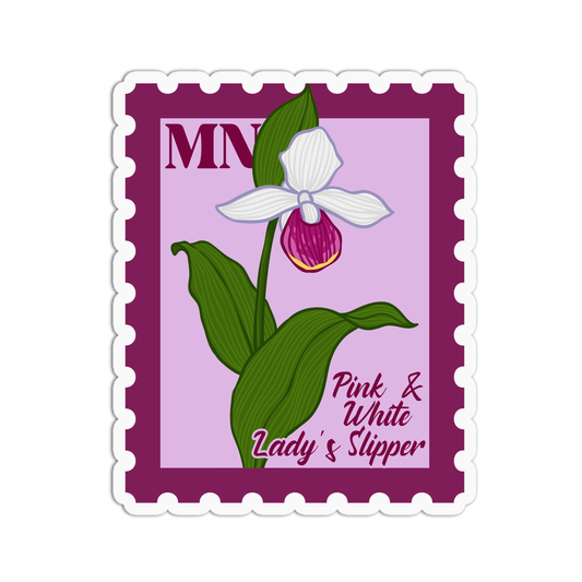 Minnesota Pink & White Lady's Slipper State Flower Stickers