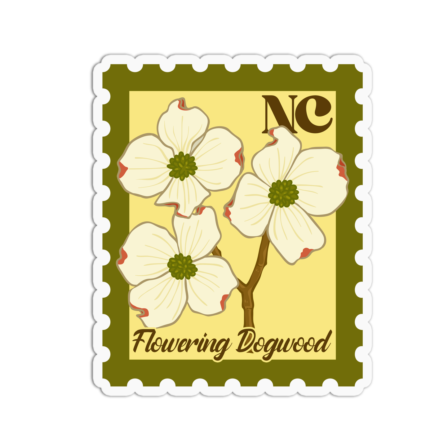 North Carolina Flowering Dogwood State Flower Stickers