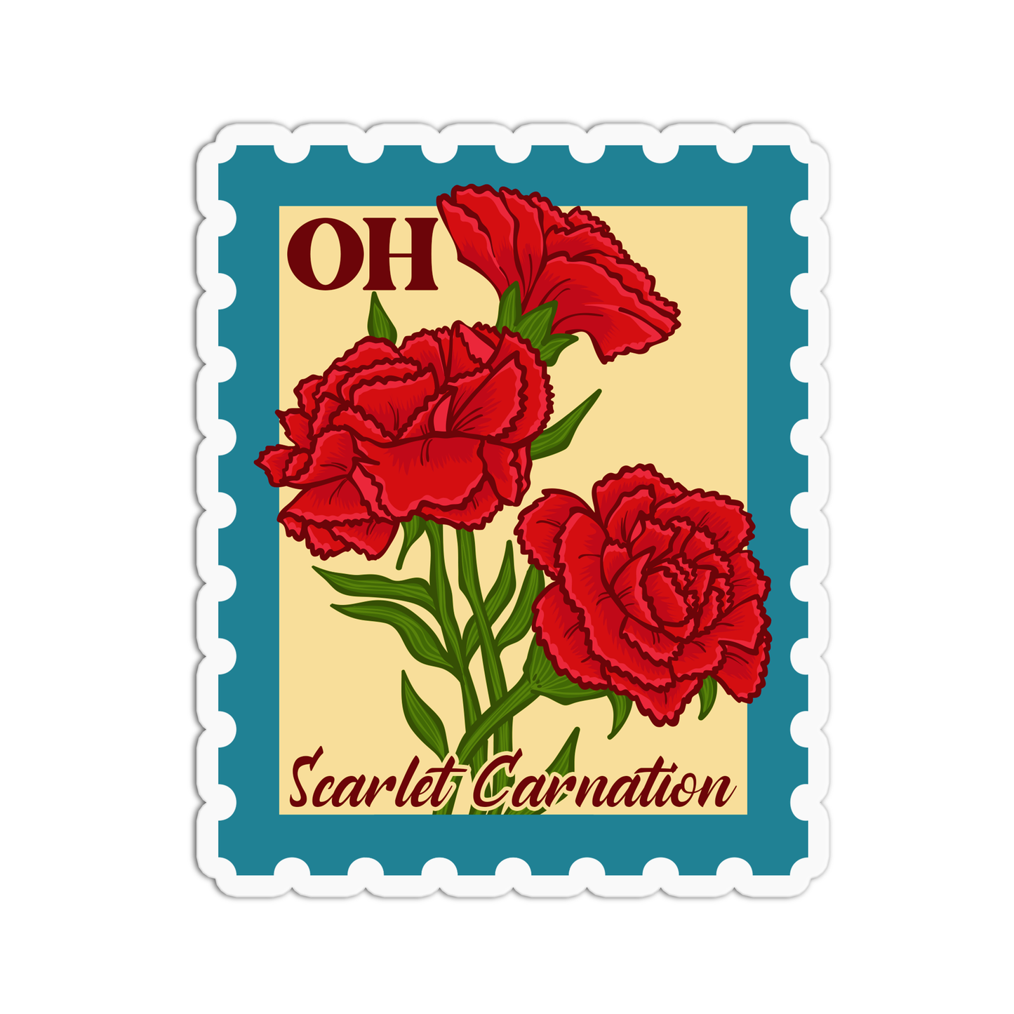 Ohio Scarlet Carnation State Flower Stickers