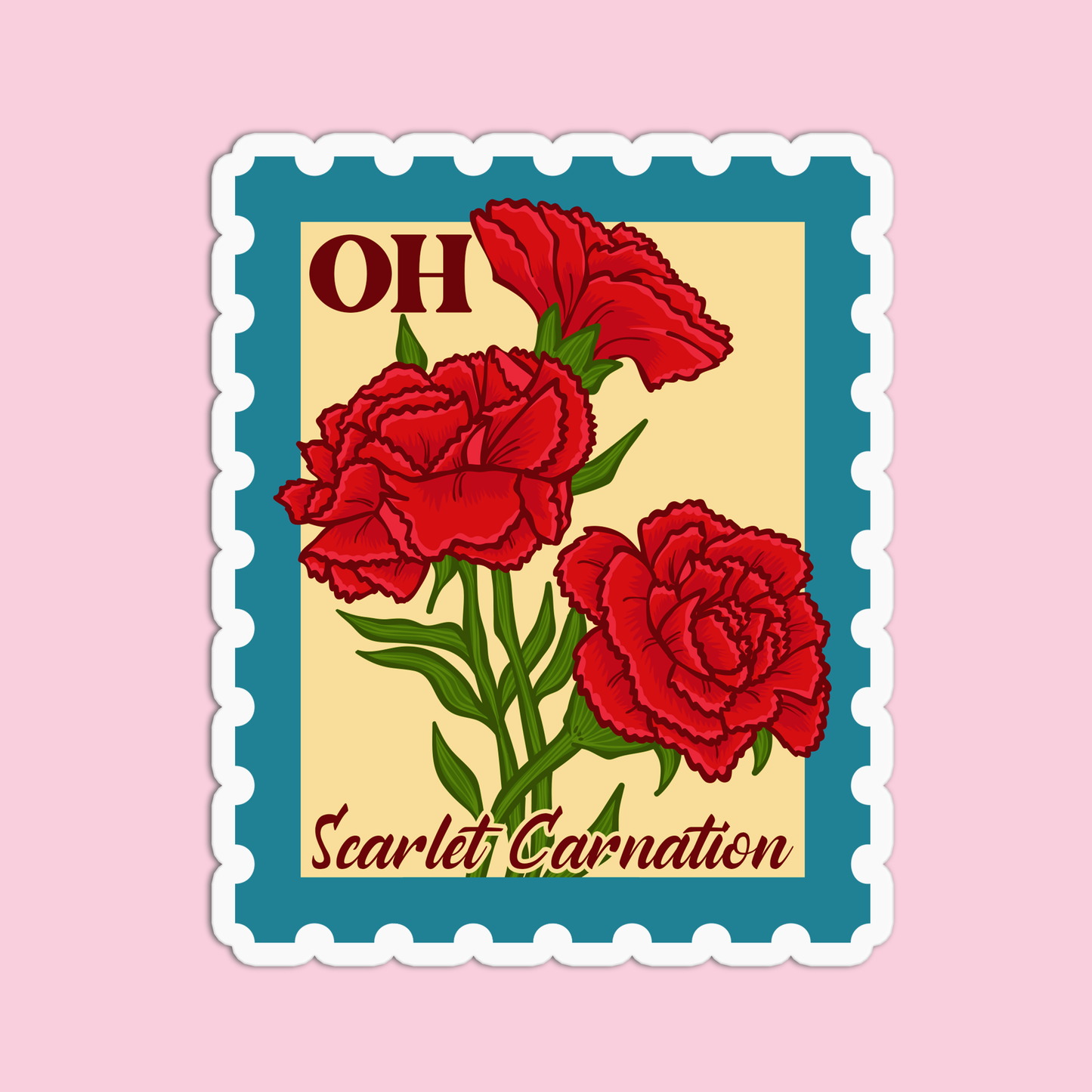 Ohio Scarlet Carnation State Flower Stickers