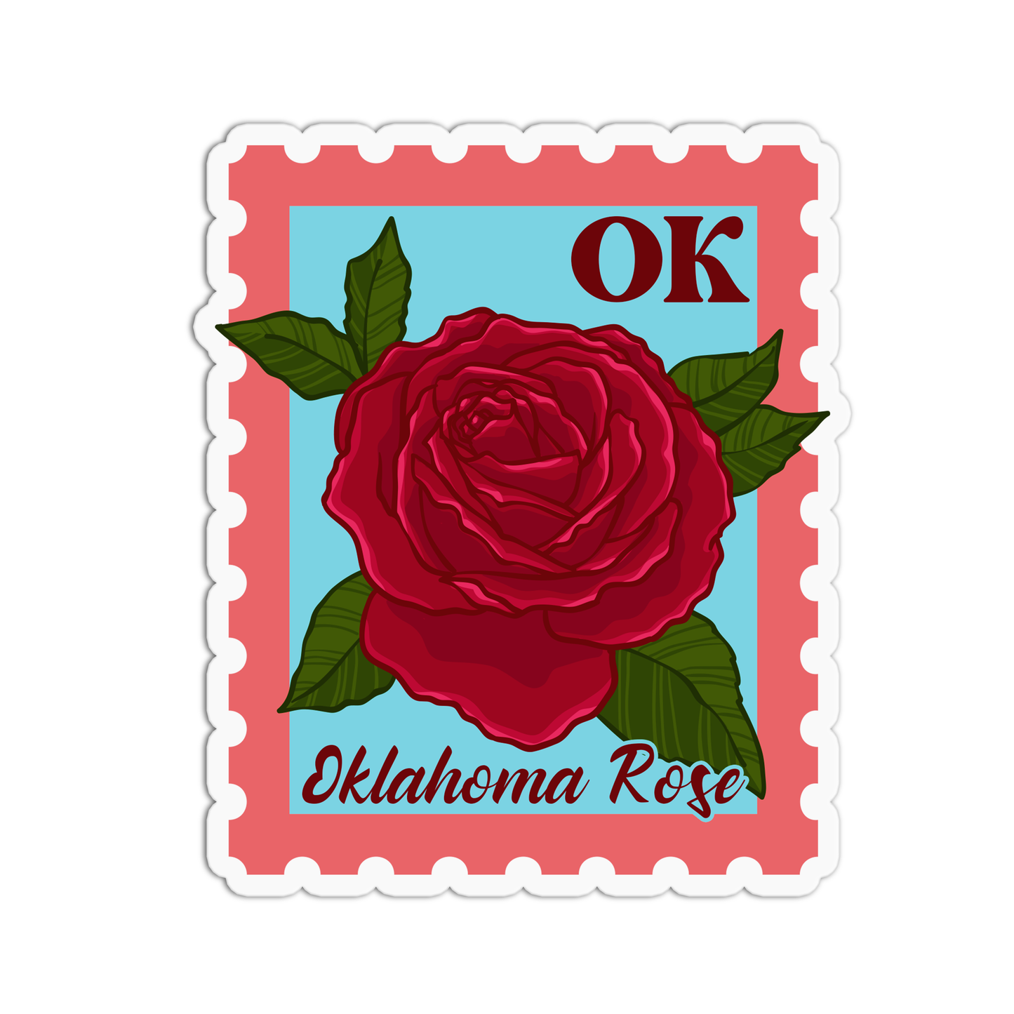 Oklahoma Rose State Flower Stickers