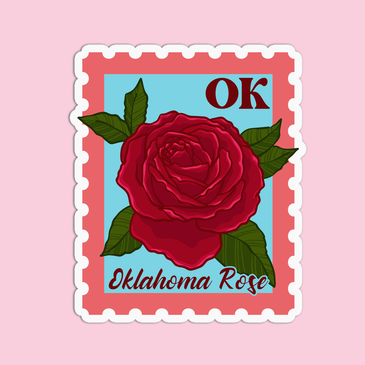 Oklahoma Rose State Flower Stickers