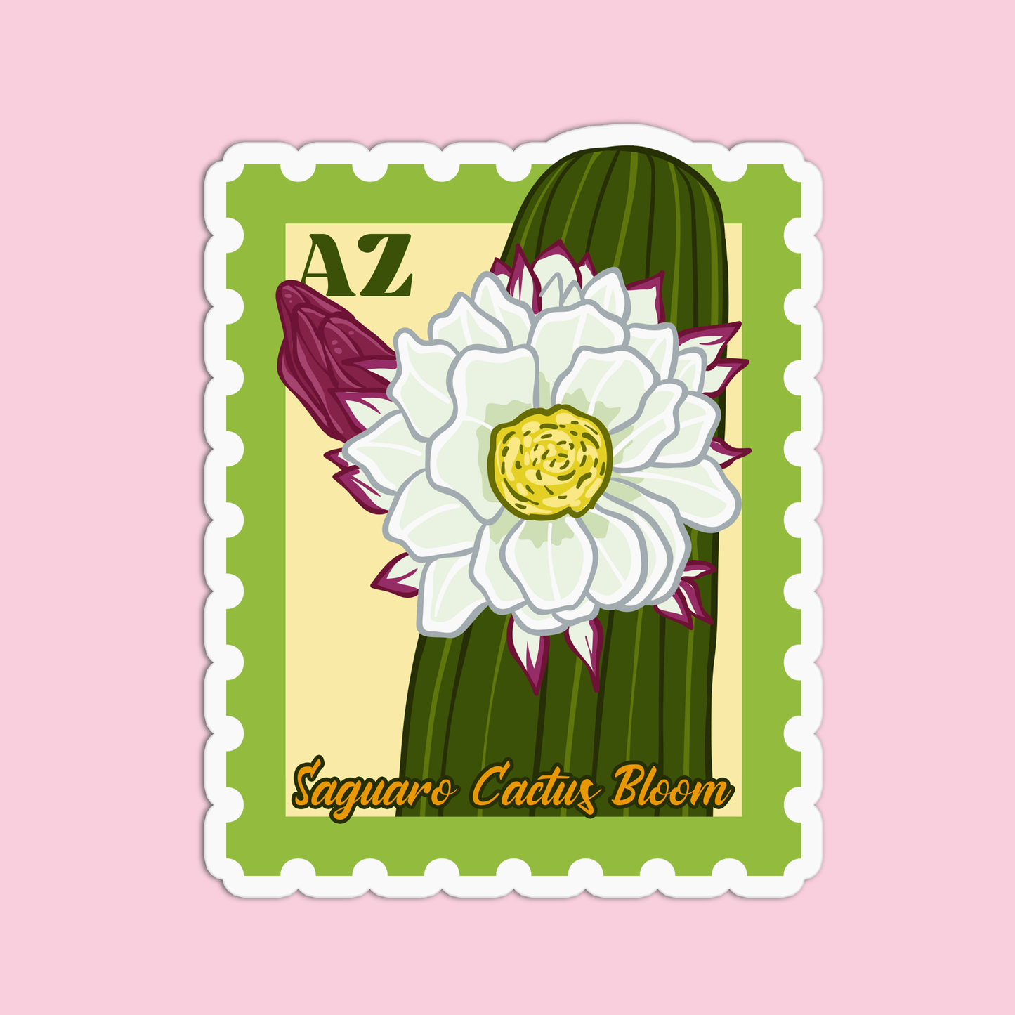 Arizona Saguaro Cactus Bloom State Flower Stickers