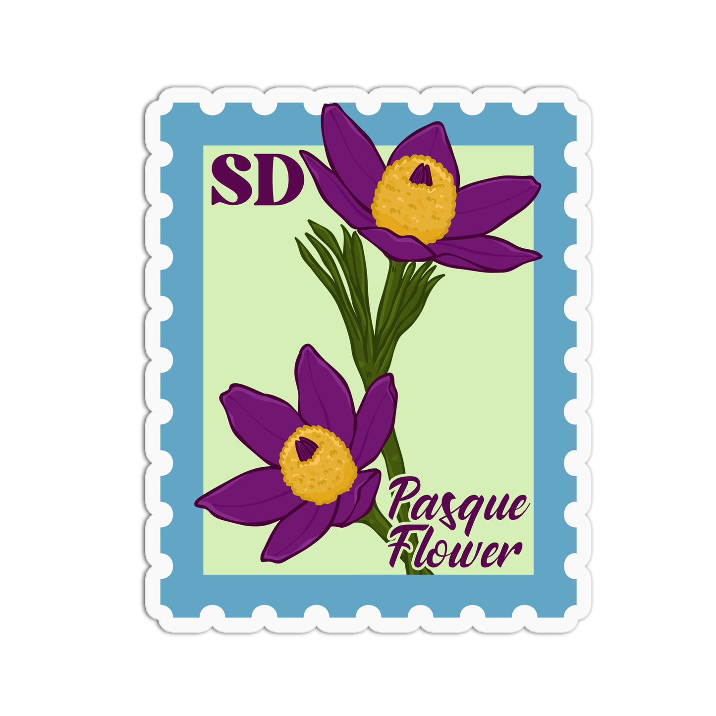 South Dakota Pasqueflower State Flower Stickers