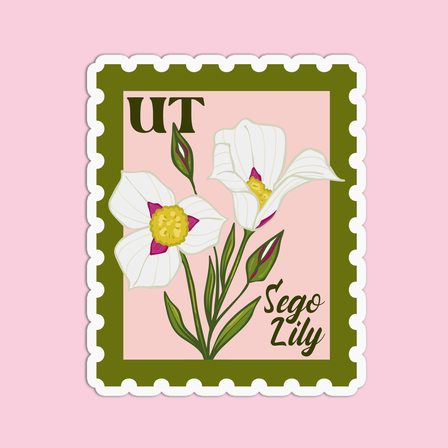 Utah Sego Lily State Flower Stickers