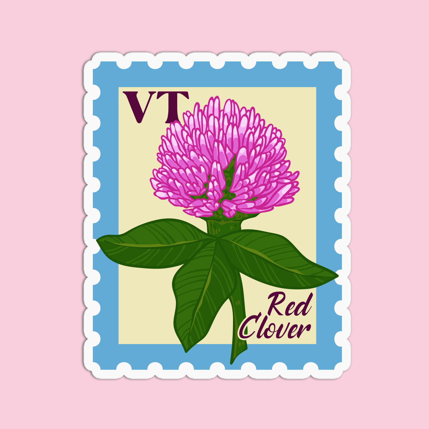 Vermont Red Clover State Flower Stickers