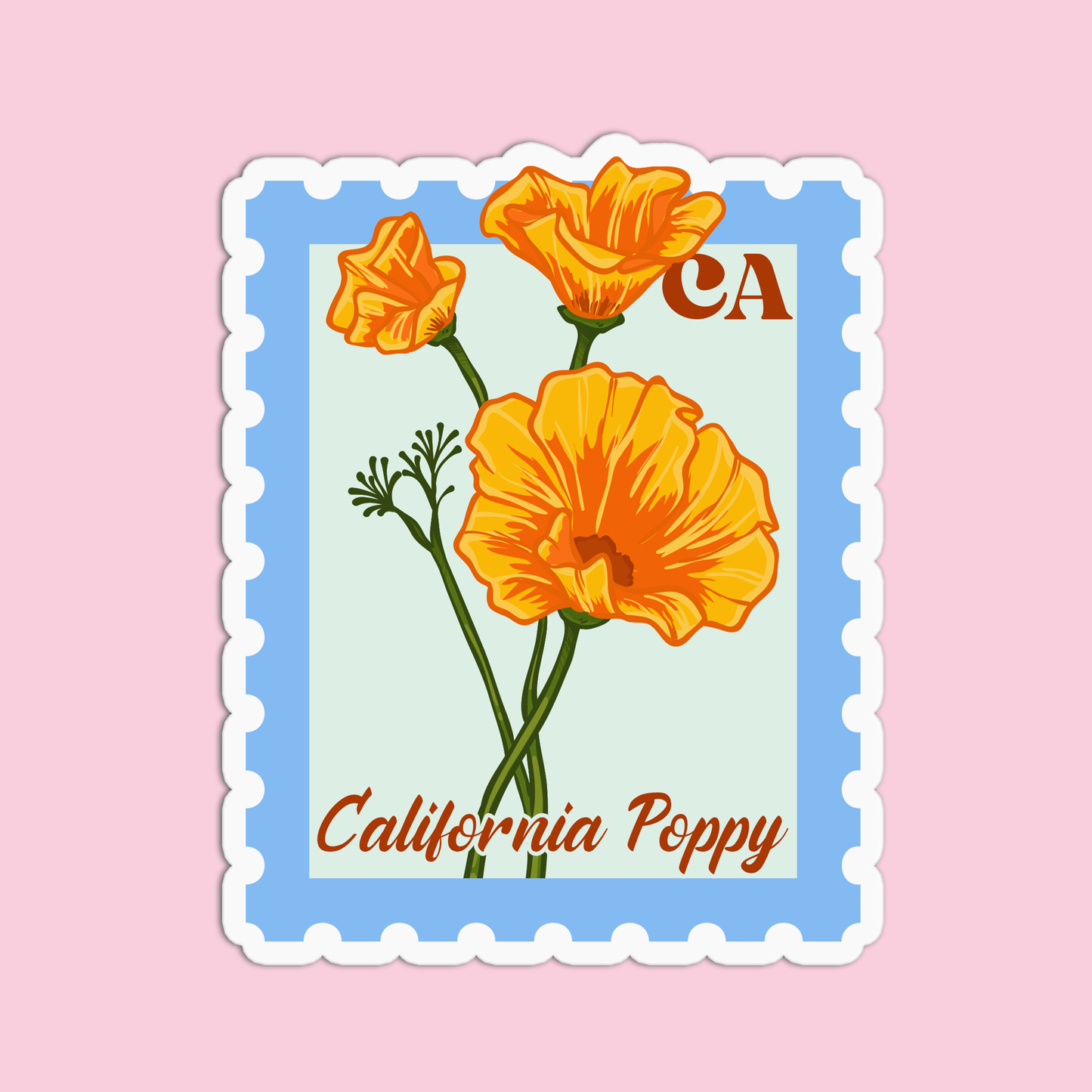 California Poppy State Flower Stickers