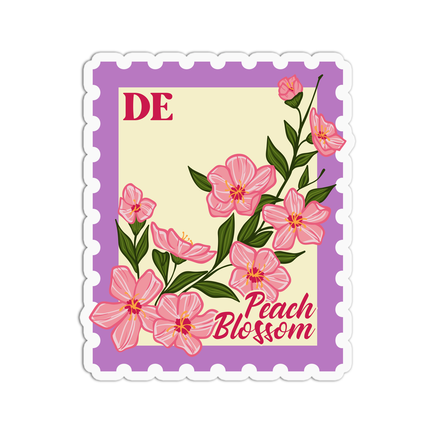 Delaware Peach Blossom  State Flower Stickers