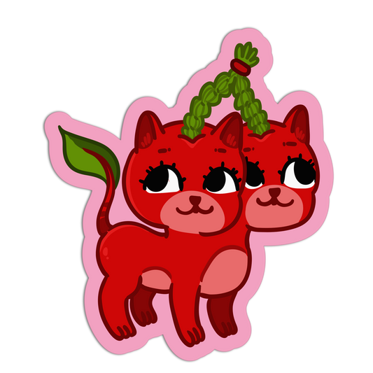 Two-Headed Kitten Cherries Stickers