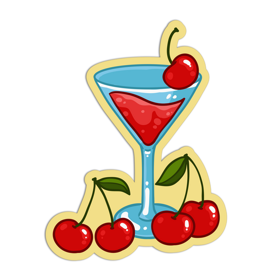 Gourmet Glass & Garnished Cherries Stickers