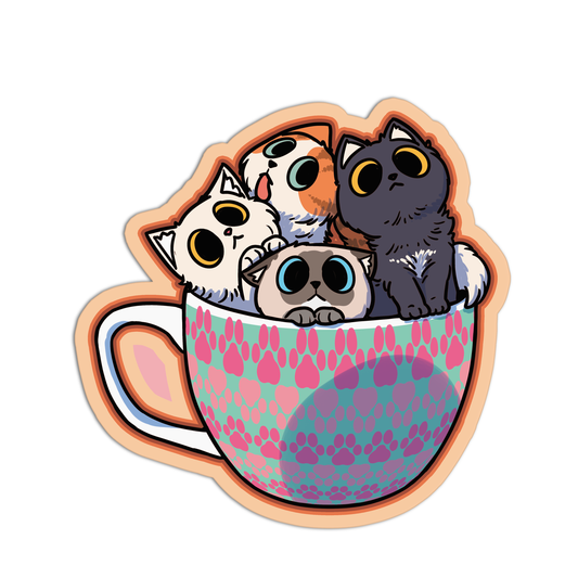 Teacup Kittens Coffee Sticker