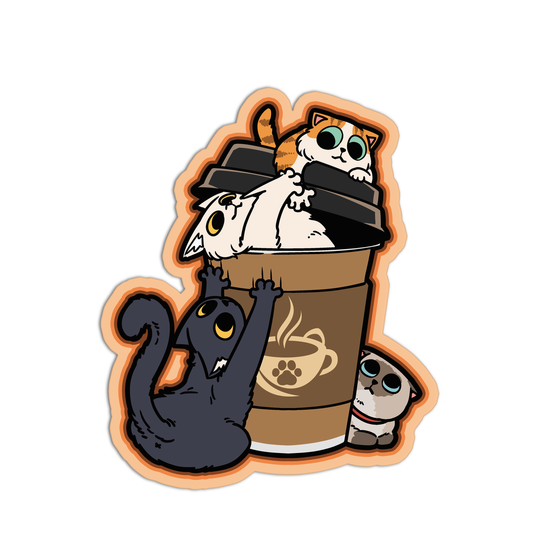 Cats In A Cup Coffee Sticker