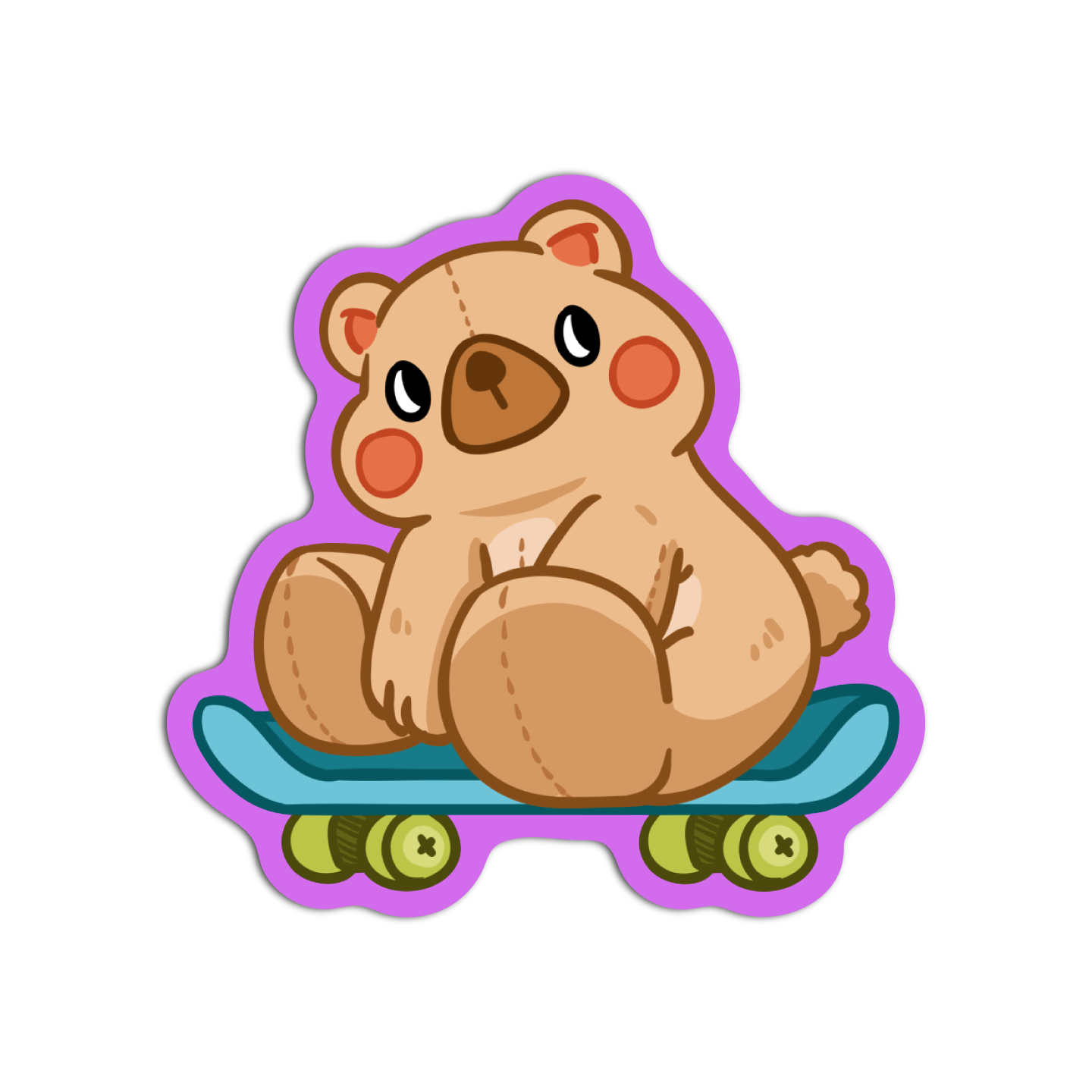 Bear in a Skate board Cute Sticker