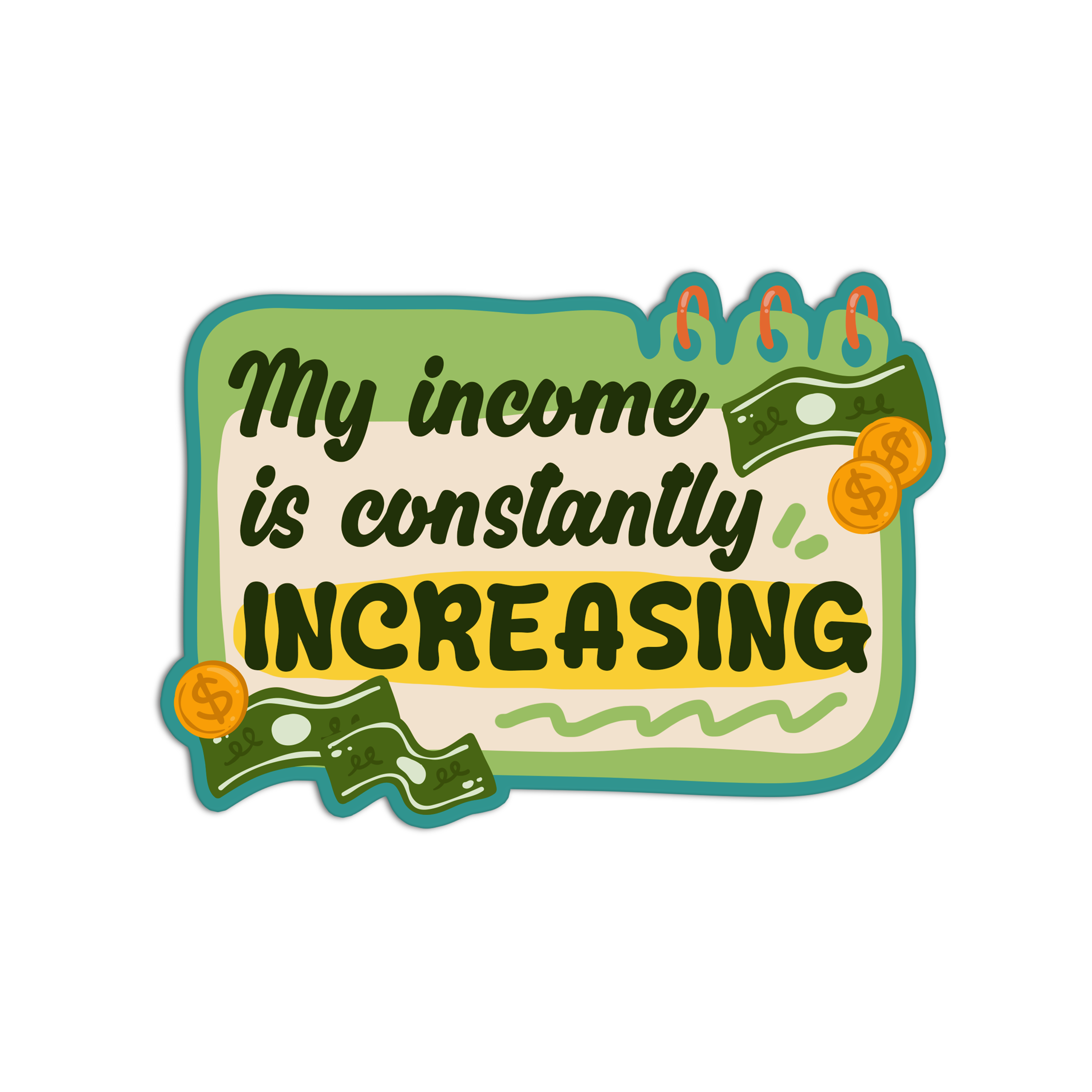 My income is constantly increasing Affirmation Stickers ...