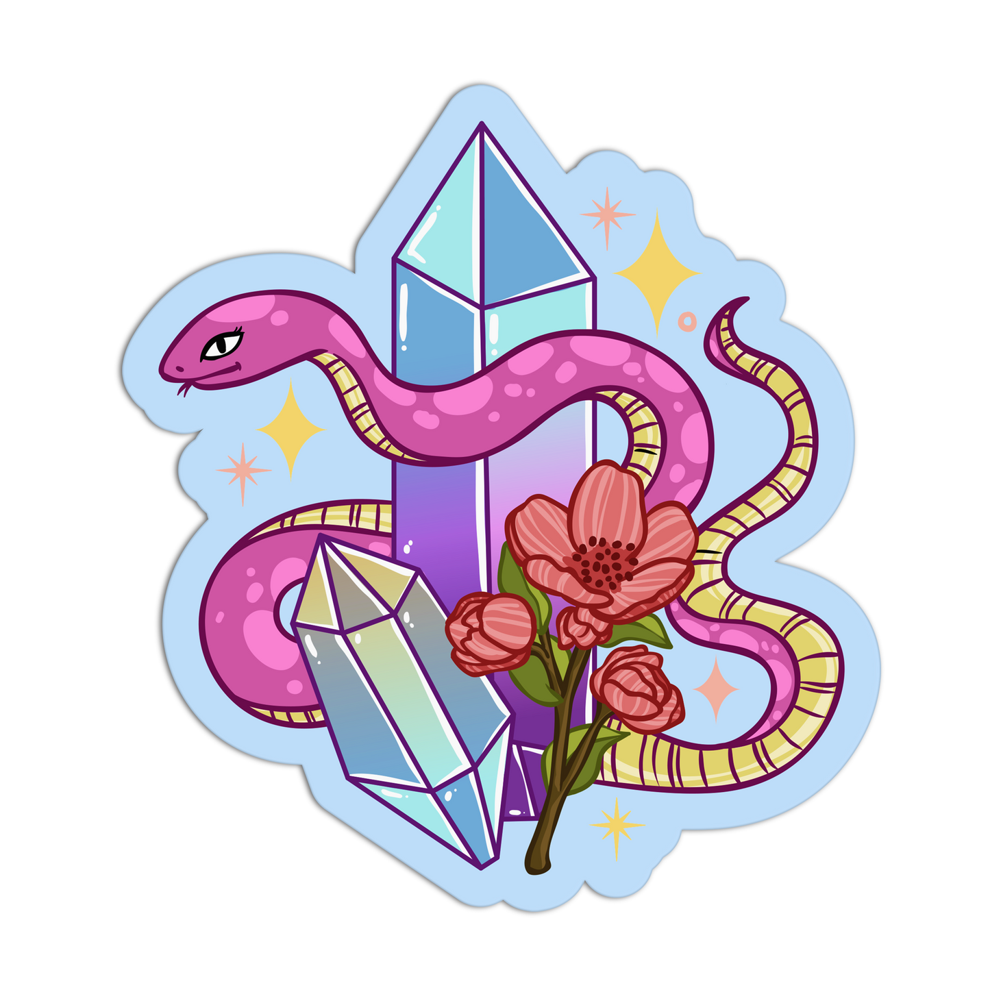 Botanical Snake Bloom New Crystal Stickers