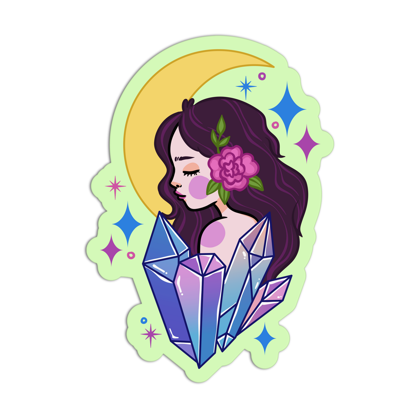 Mystic Moon Maiden New Crystal Stickers