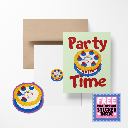 Party Time Birthday Greeting Card with Stickers