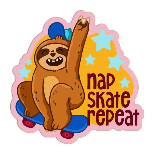 Nap Skate Repeat Sloth Sticker