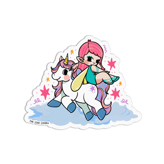 Pink Star Promenade Unicorn Fairies Sticker