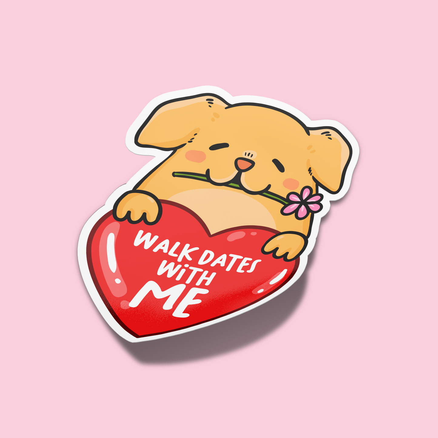 Dog walk dates with me Valentine's Sticker