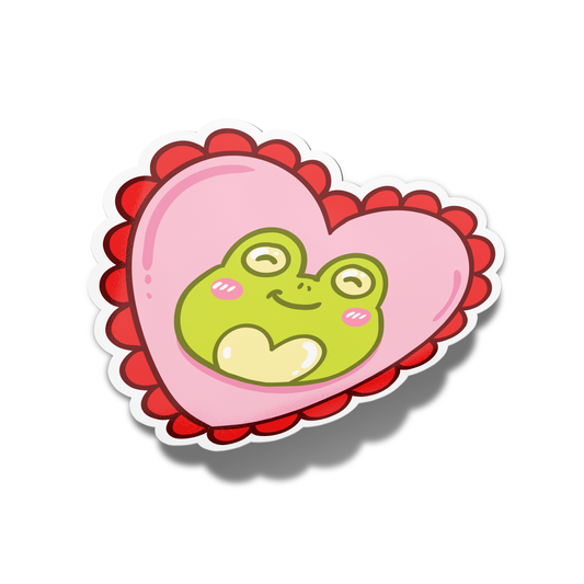 Frog inside a Heart Valentine's Sticker