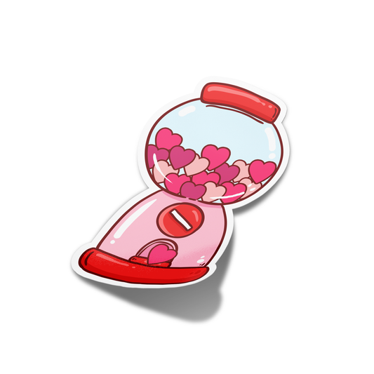 Heart Gumball Machine Valentine's Sticker