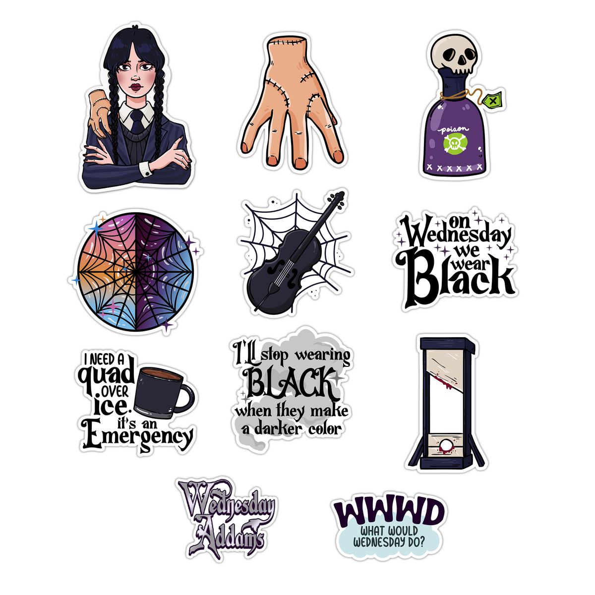 Wendsday Sticker Wednesday Collection Sticker Pack – GirlsPrintingHouse