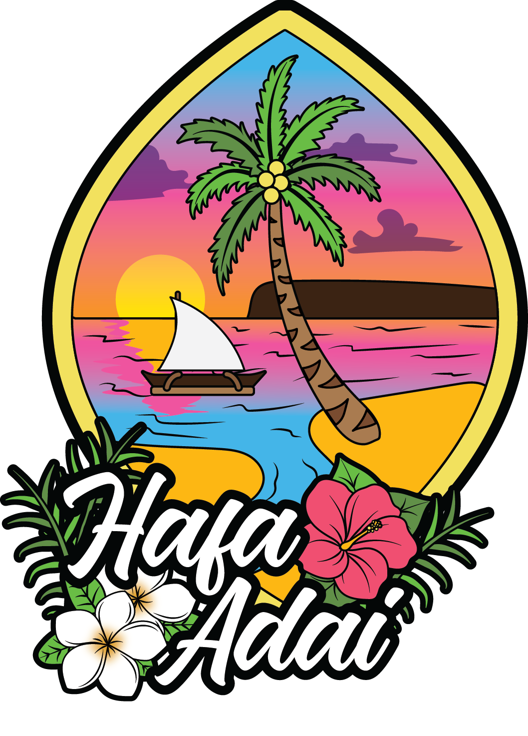 Hafa Adai Stickers 4" 10 pcs